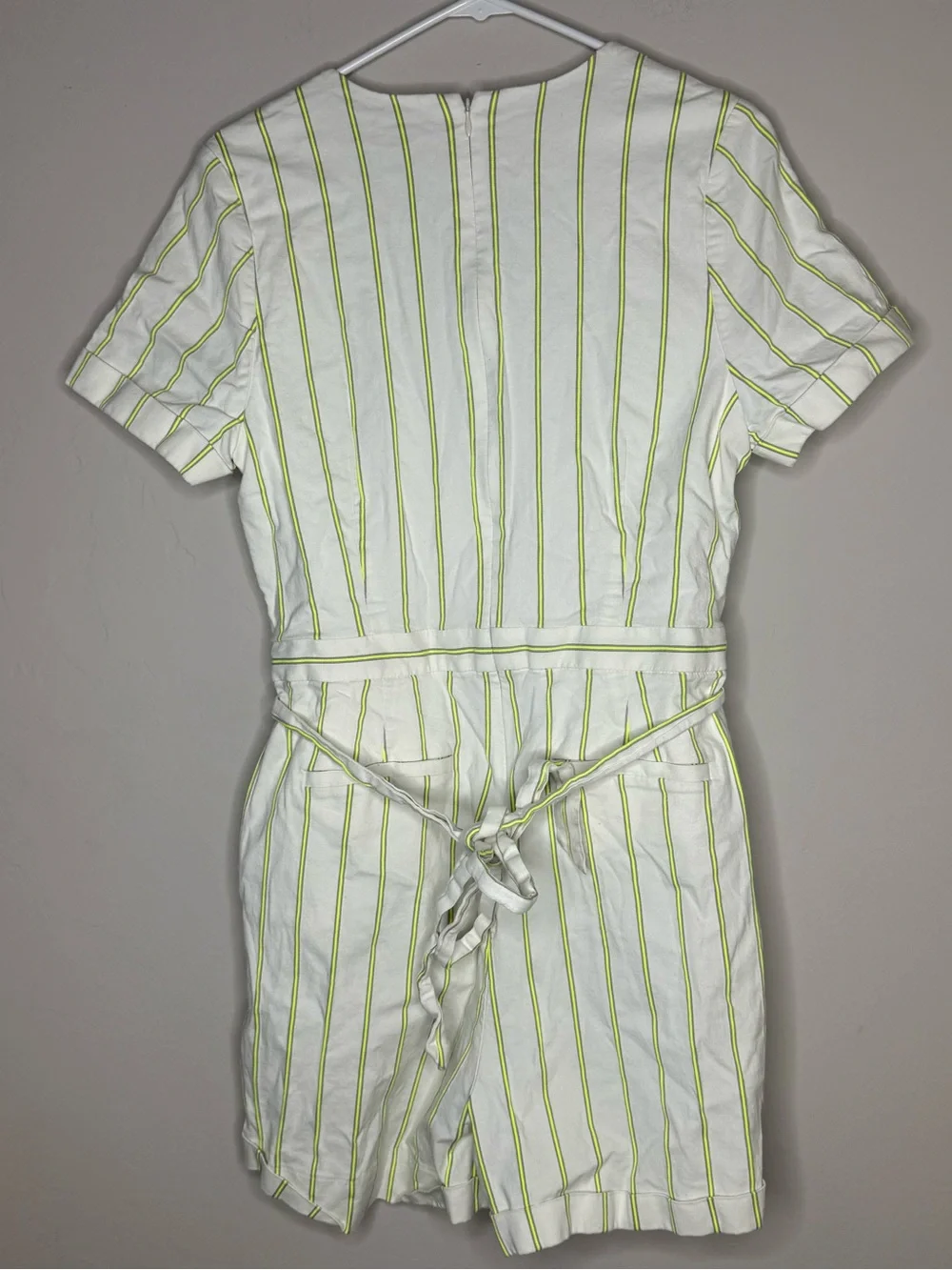 Banana Republic Striped Belted Romper cotton linen blend size 14